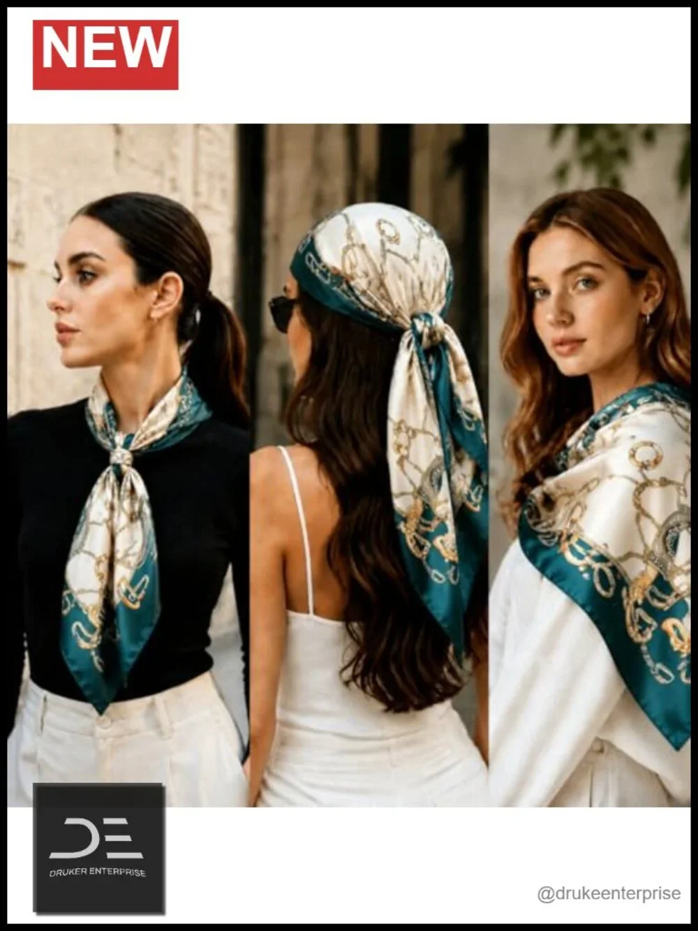 Silky Lightweight Square Fashion Scarf - Head Scarf Neck Wrap